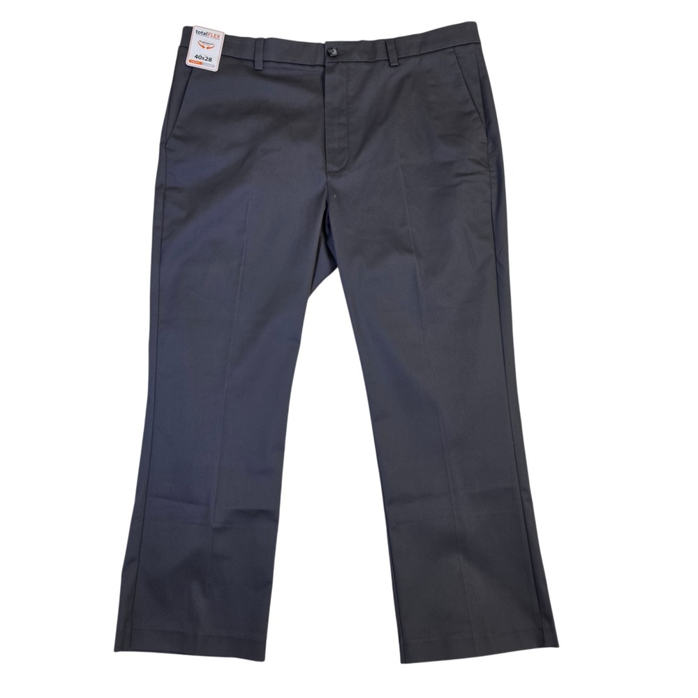 NWT Roundtree & Yorke TotalFLEX Pants 40x28 Grey Mens Classic Flat Front